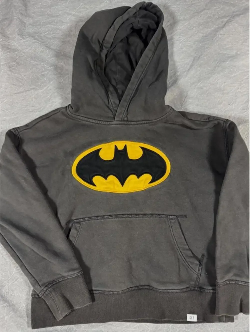 Gap Kids DC Batman Appliqué Hoodie Youth Small 6-7 Heavyweight Black Sweatshirt